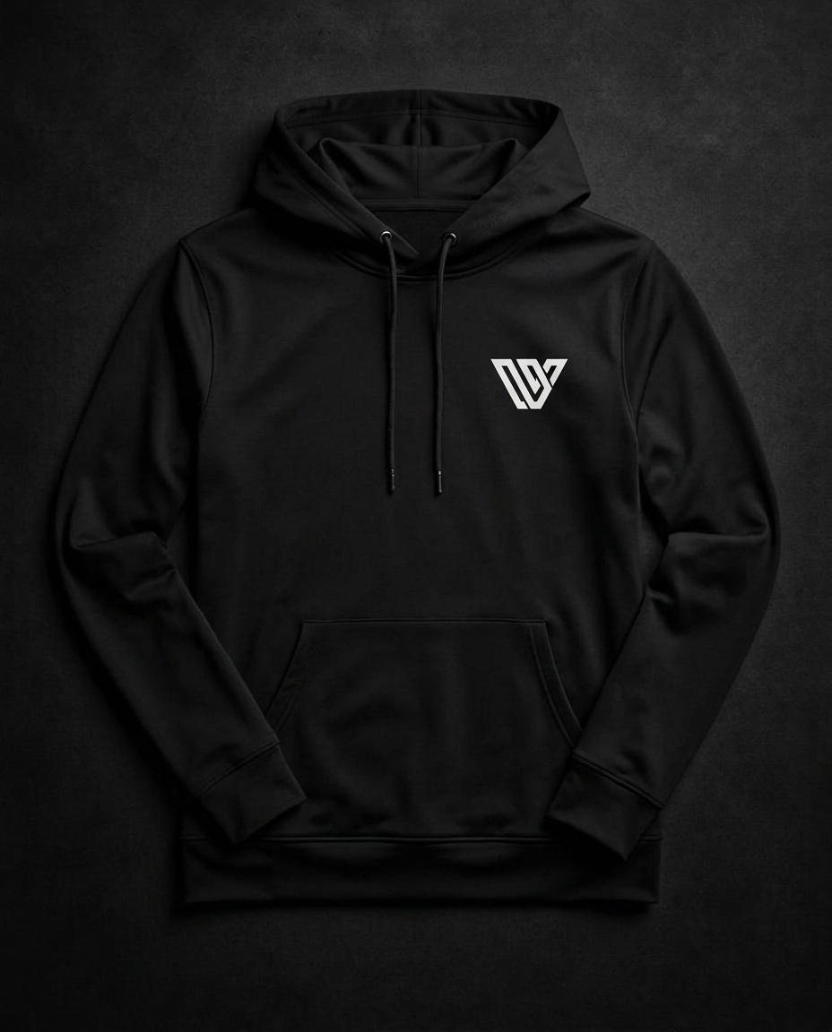 Black Quick-Dry Hoodie with white VWV logo