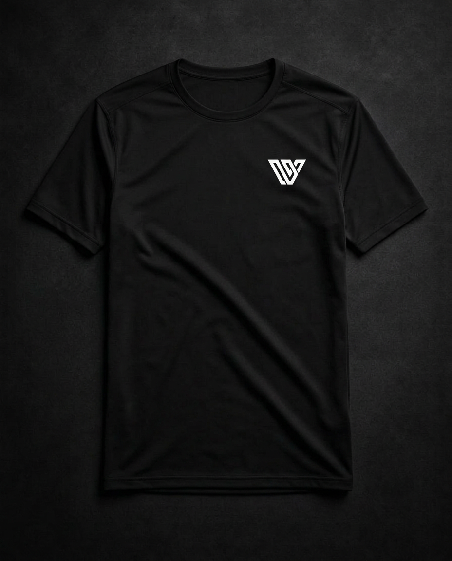 Black Fitted Short Sleeve Crew Neck with white VWV logo