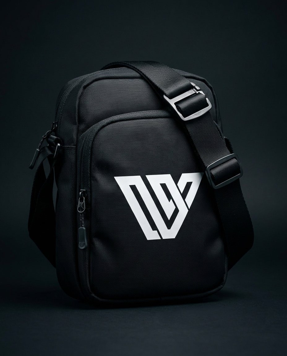 Black Cross Body Sling Sack with white VWV logo